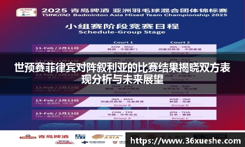 世预赛菲律宾对阵叙利亚的比赛结果揭晓双方表现分析与未来展望